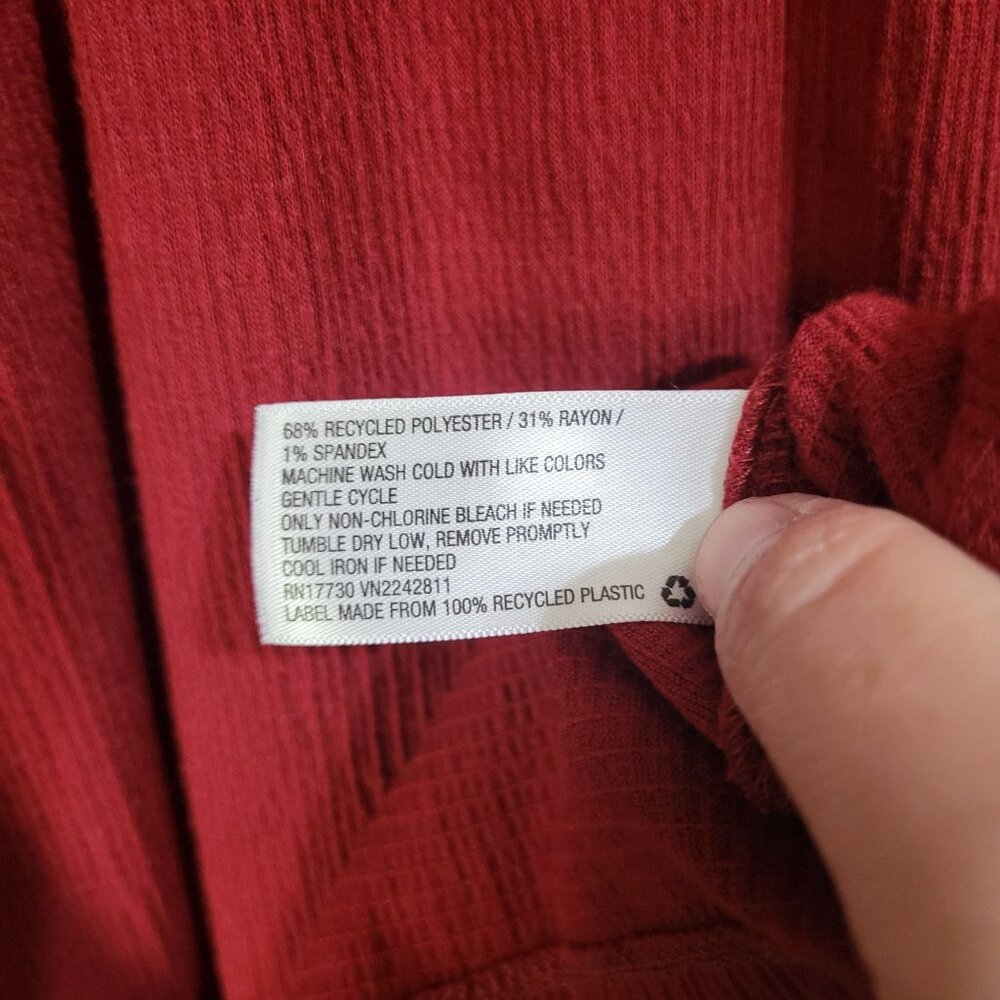 KNOX ROSE Women's XXL Baby Doll Long Sleeve Dress V Neck Boho Red - Picture 9 of 9